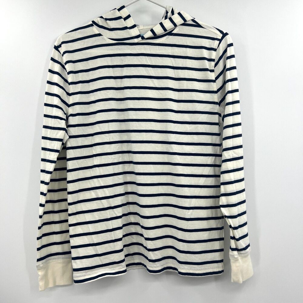 Crewcuts J.Crew Kids Navy White Striped Hooded Long Sleeve Tee Shirt XL 12-14